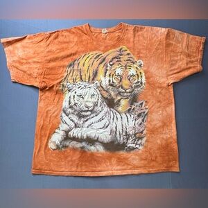 Y2K The Mountain Burnt Orange TIGER Theme Short Sleeve T-Shirt Size XXL